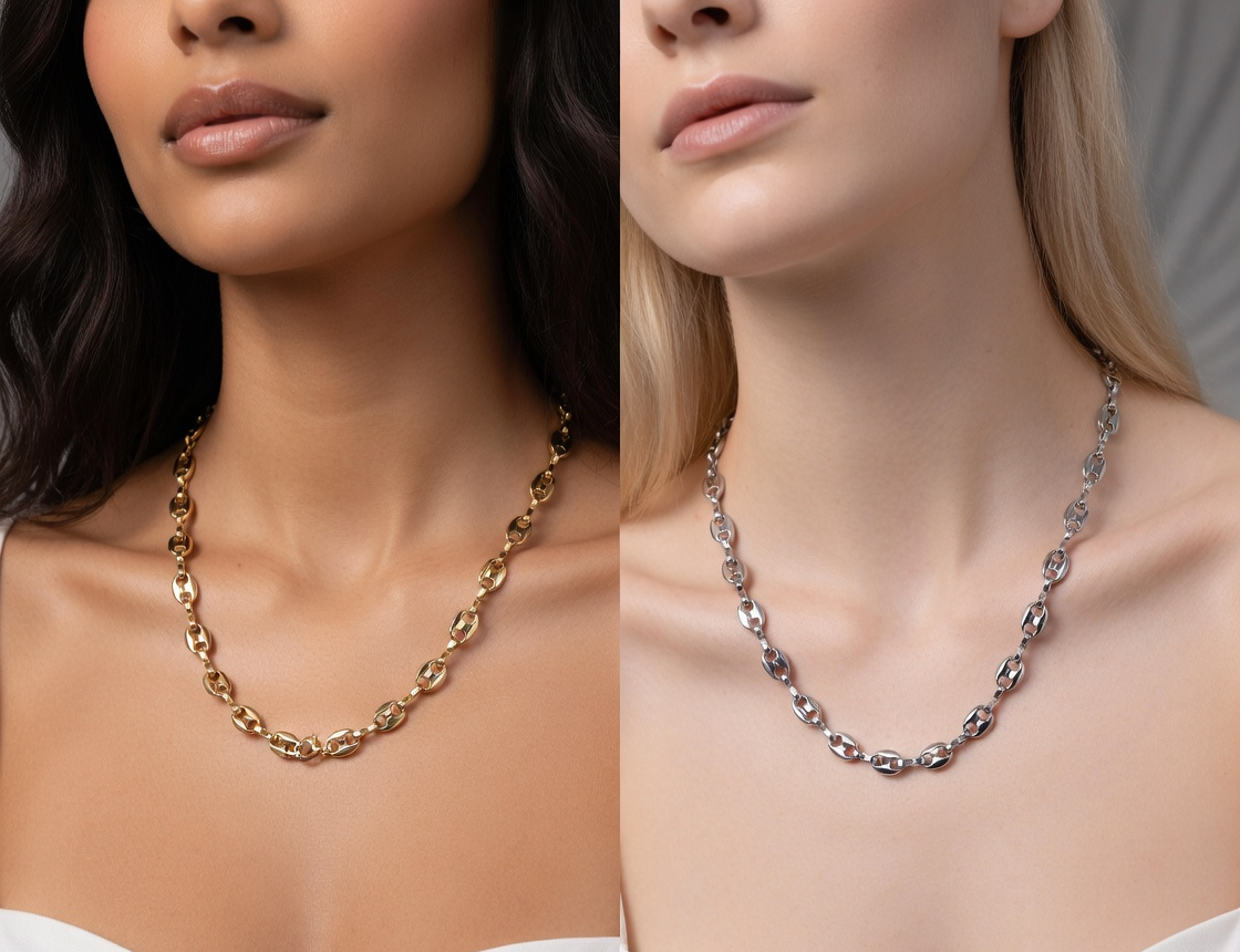 Coffee Bean Chain Necklace - Gold Stainless Steel Chain - Lustre & Star