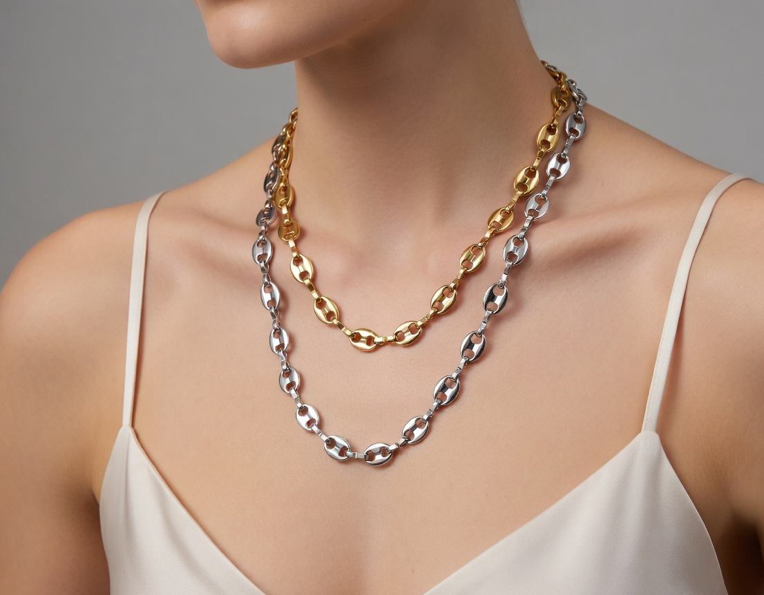 Coffee Bean Chain Necklace - Gold Stainless Steel Chain - Lustre & Star