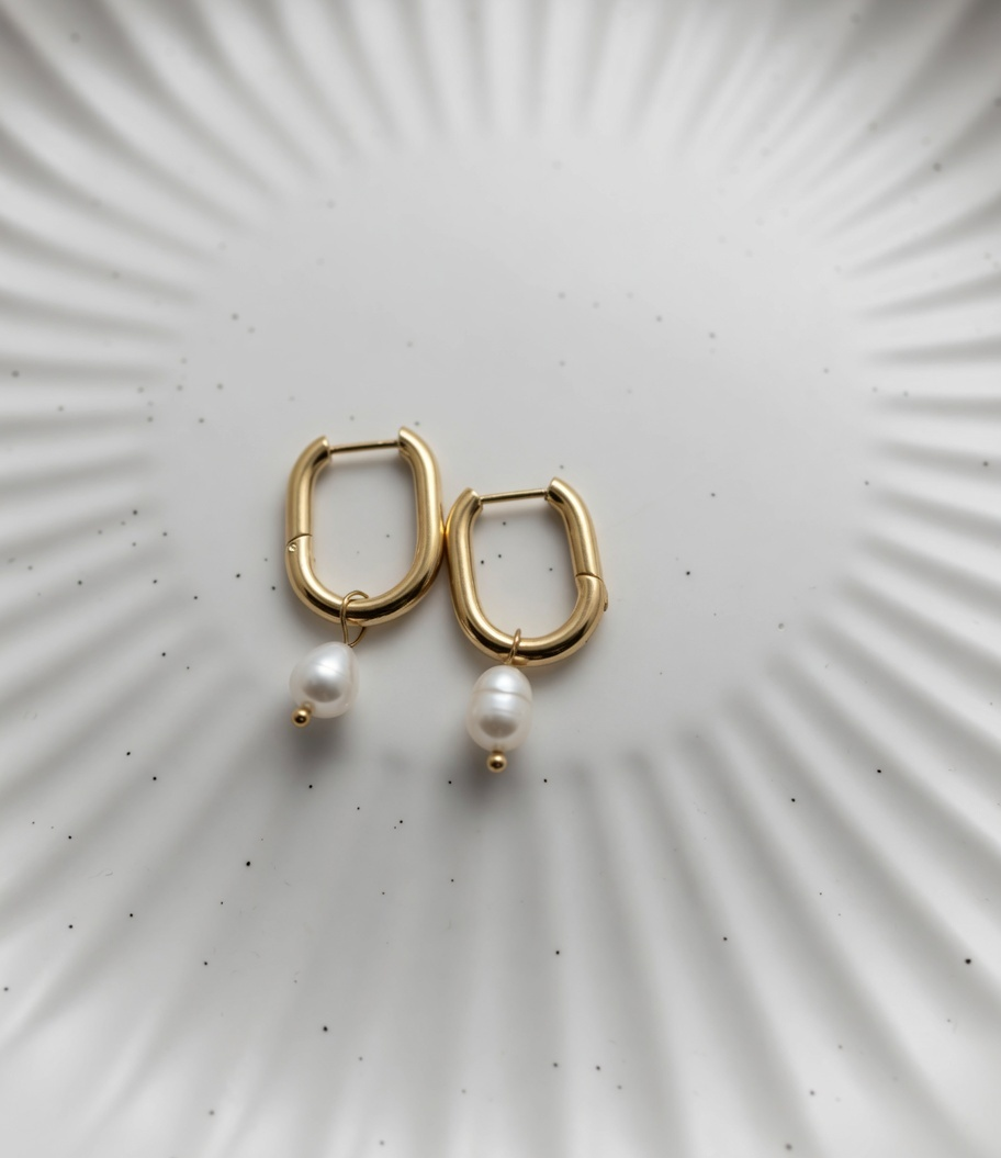 Gatsby Pearl Loop Earrings - Gold and Pearl Drop Earrings - Lustre & Star