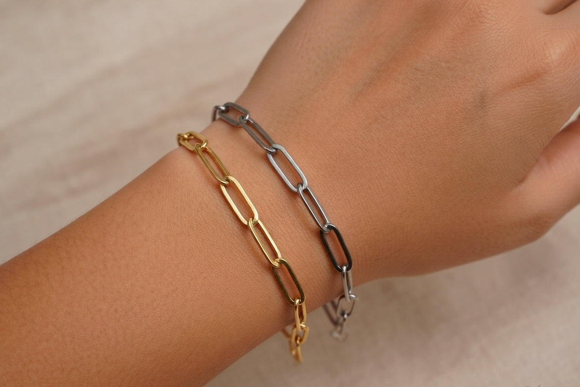 Paperclip Bracelet - Gold Stainless Steel Chain Bracelet - Lustre & Star