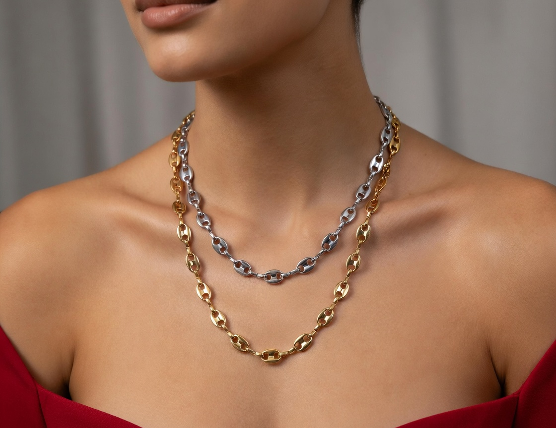 Coffee Bean Chain Necklace - Gold Stainless Steel Chain - Lustre & Star