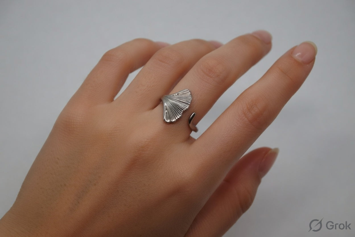 Ginkgo Ring - Gold Stainless Steel Leaf Ring - Lustre & Star