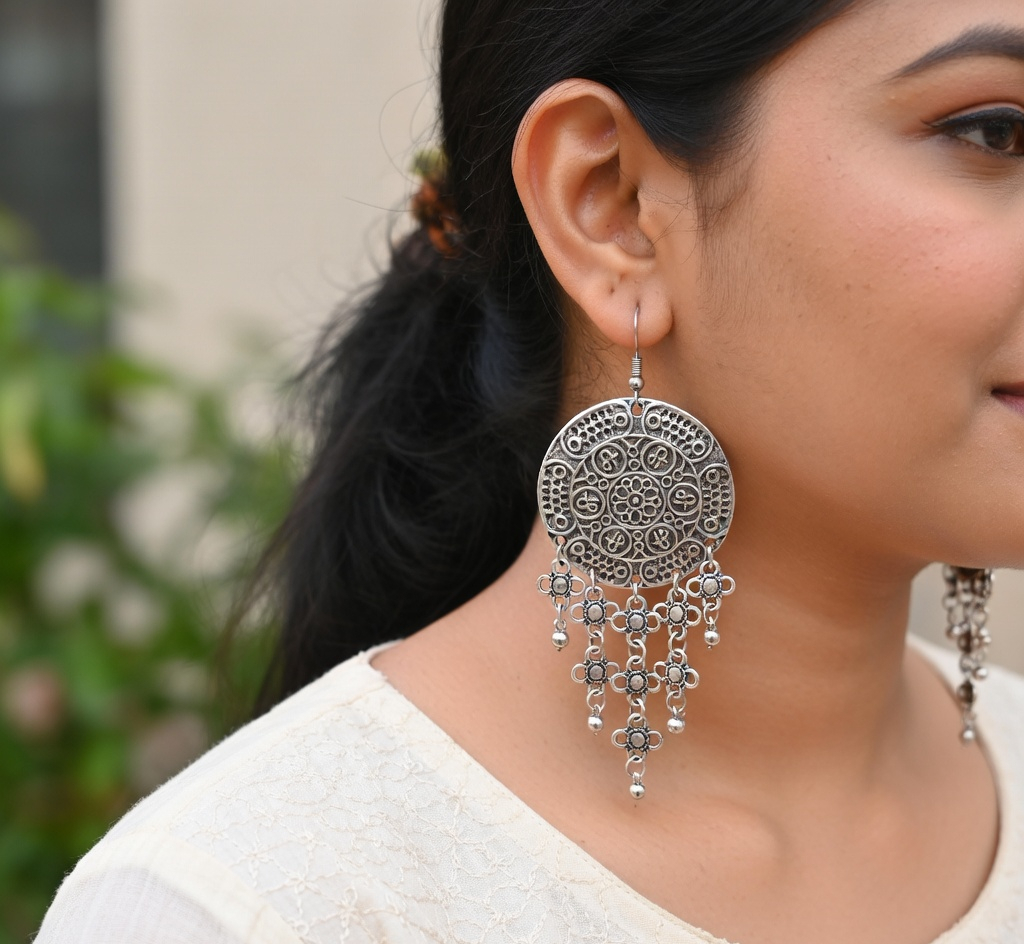 Boho Round Flower Earrings - Gold Floral Drop Earrings - Lustre & Star