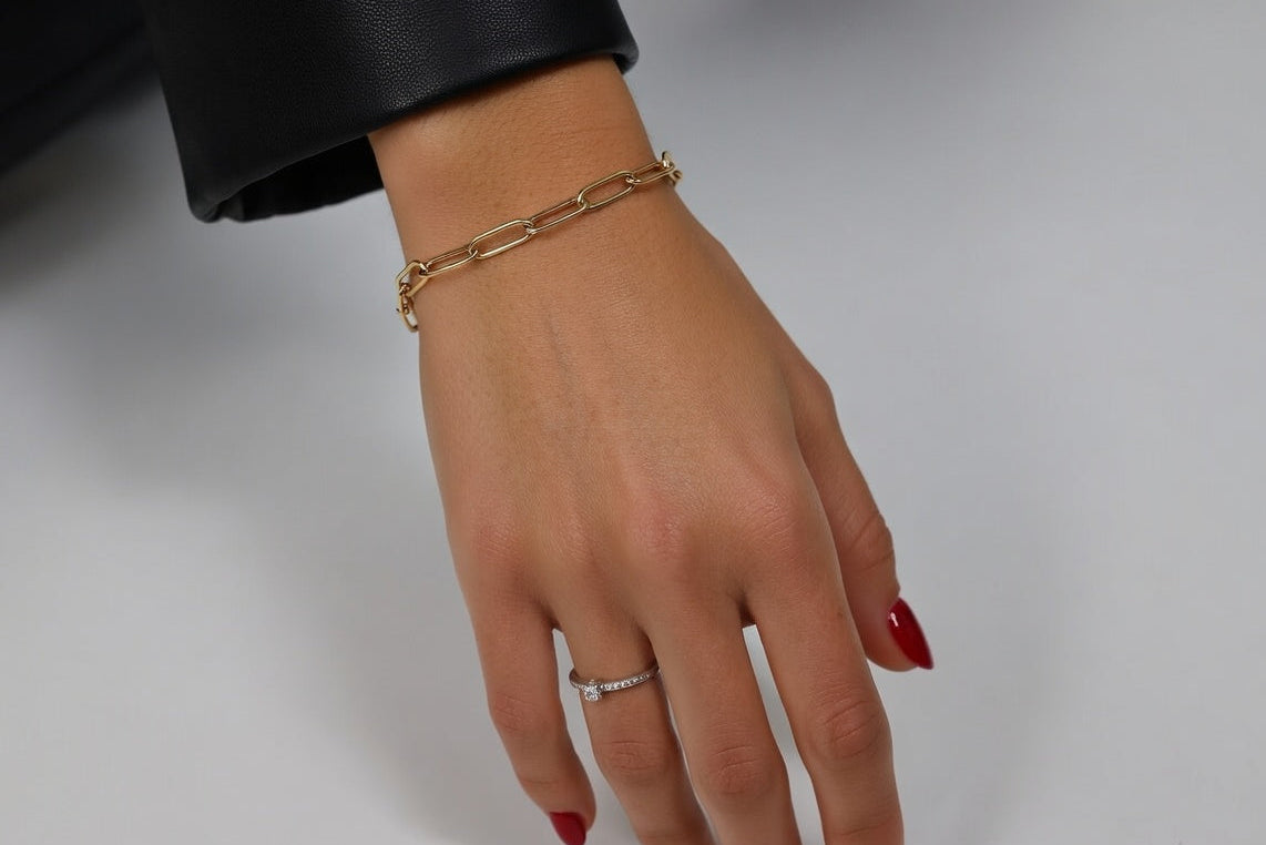 Paperclip Bracelet - Gold Stainless Steel Chain Bracelet - Lustre & Star