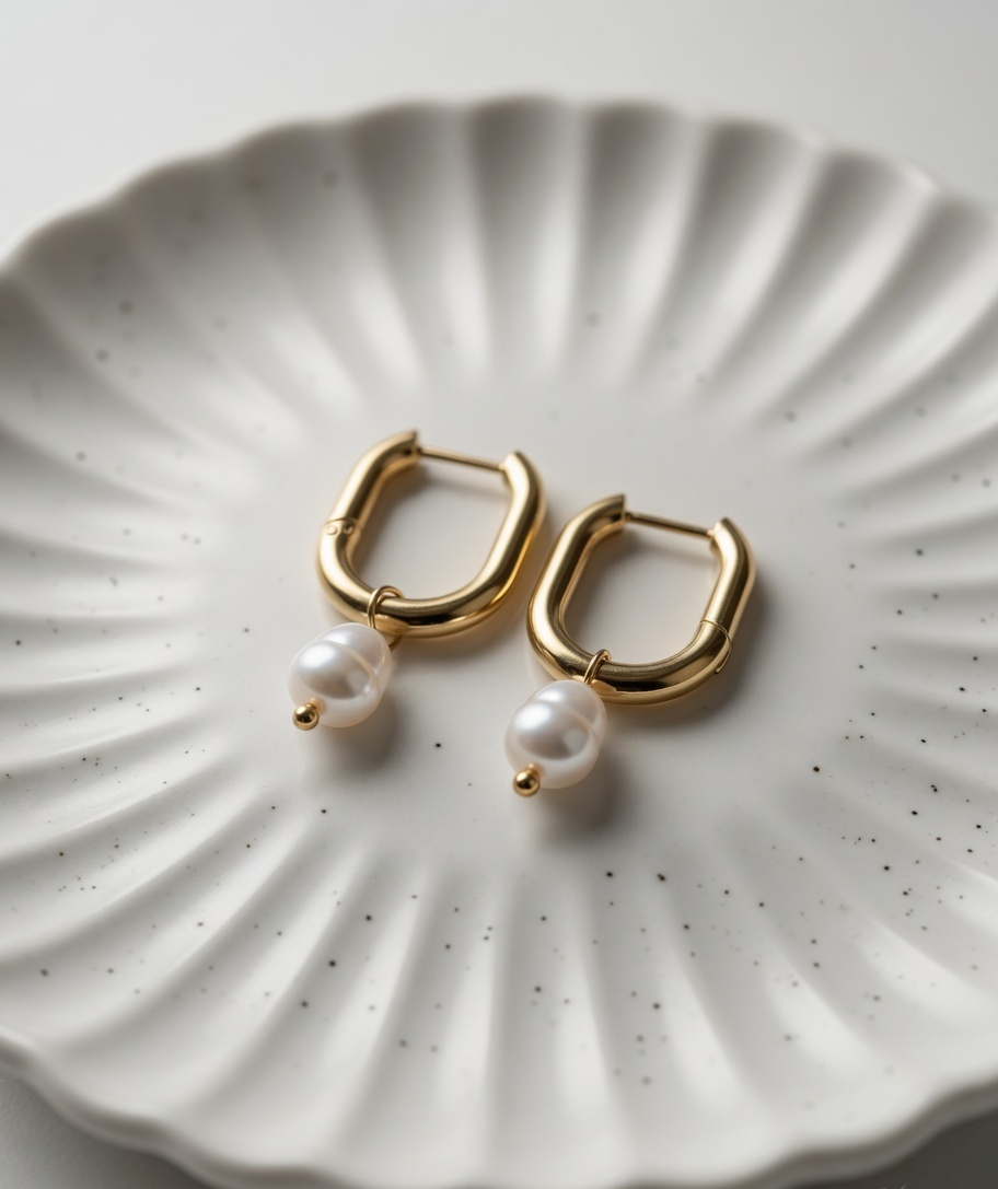 Gatsby Pearl Loop Earrings - Gold and Pearl Drop Earrings - Lustre & Star