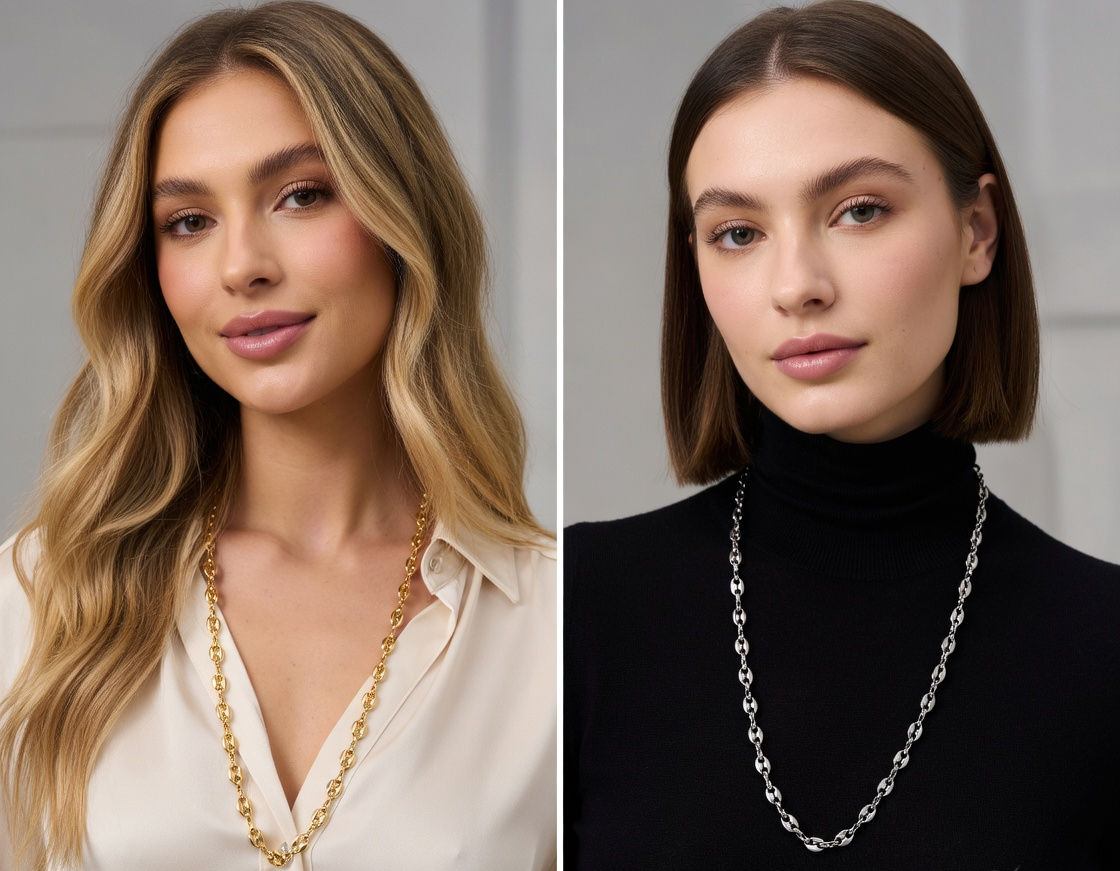 Coffee Bean Chain Necklace - Gold Stainless Steel Chain - Lustre & Star