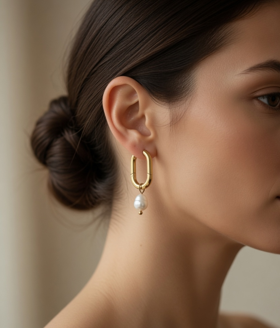 Gatsby Pearl Loop Earrings - Gold and Pearl Drop Earrings - Lustre & Star