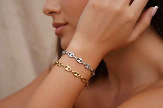 Coffee Bean Bracelet - Gold Stainless Steel Bracelet - Lustre & Star