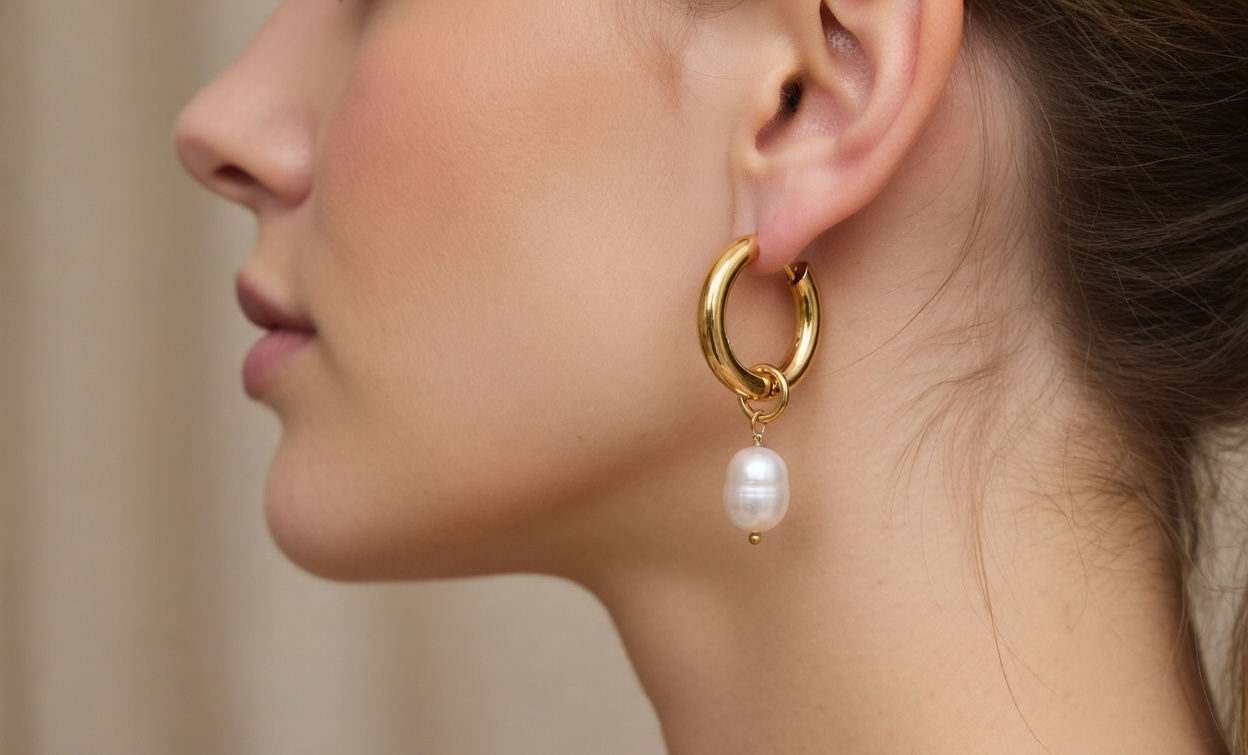 Round Pearl Earrings - Gold and Pearl Stud Earrings - Lustre & Star